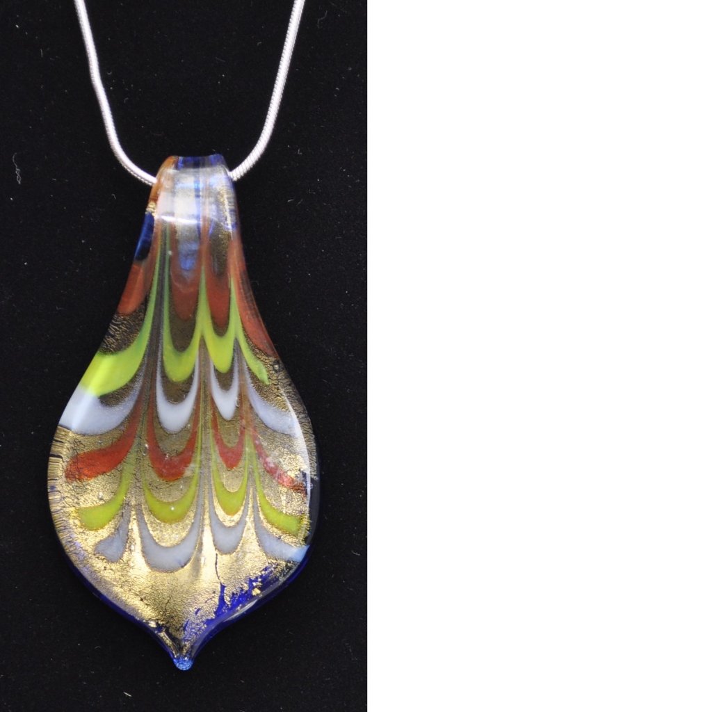 Multi Color Lampwork Focal Glass Pendant With 925 Silver Necklace 2148 36$